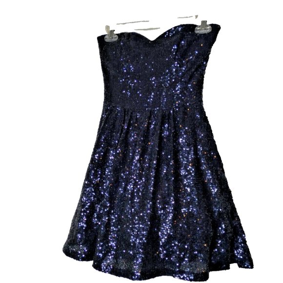 Blue Prom Dress Jr 3/4 Mini Womens XXS Size Corset Sequins Lolita Bombshell - Picture 1 of 11